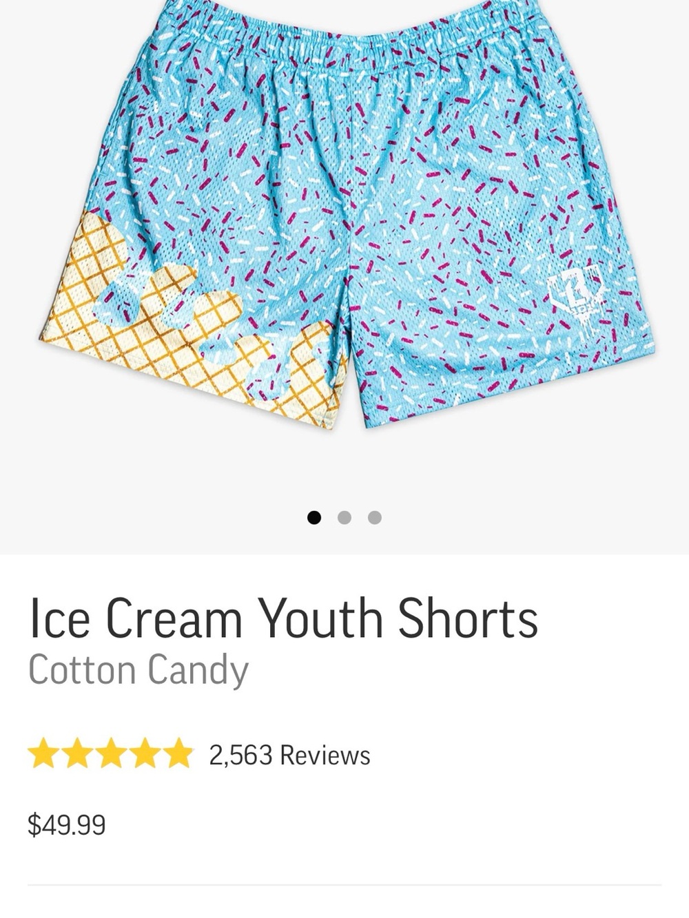 Baseball Lifestyle 101 Ice Cream Youth Shorts - Cotton Candy Blue